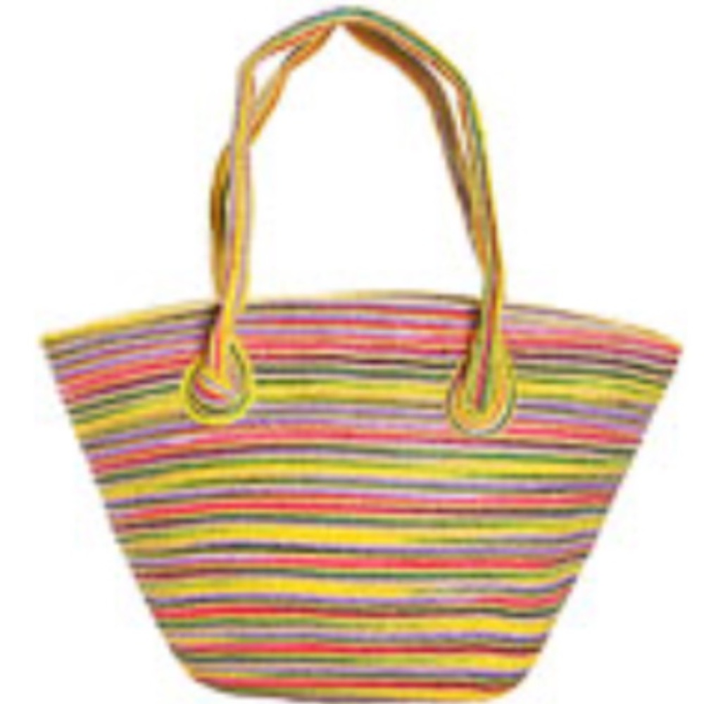 Multi colored paper beach carry all NWT